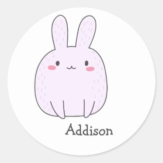 Pink Bunny - Personalized Kids Classic Round Sticker