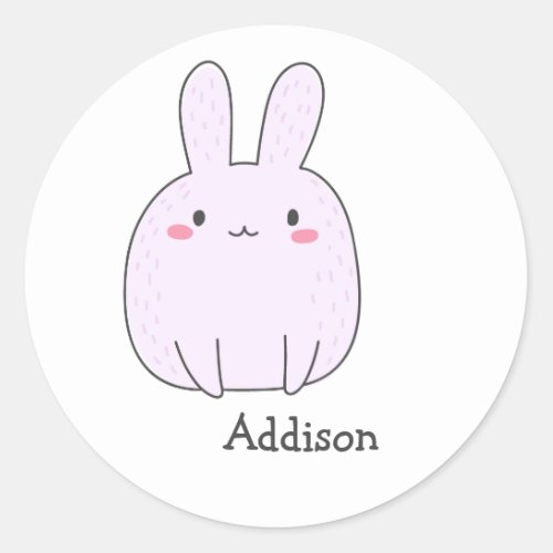 Pink Bunny _ Personalized Kids Classic Round Sticker