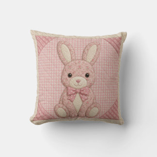 Pink Bunny Quilt Throw Pillow