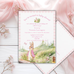 Pink Bunny Rabbit Baby Girl Baby Shower Invitation