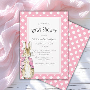 Pink Bunny Rabbit Baby Shower Invitation