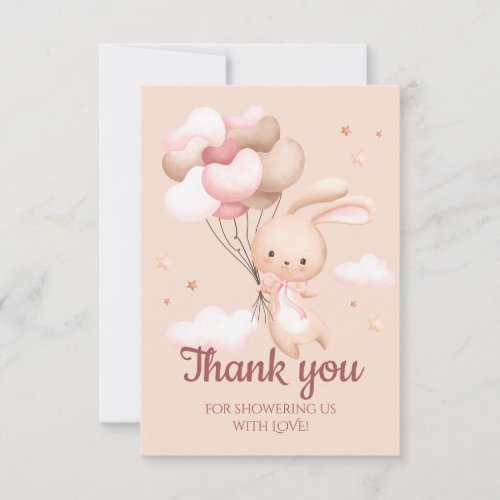 Pink Bunny Rabbit Baby Shower Thank You