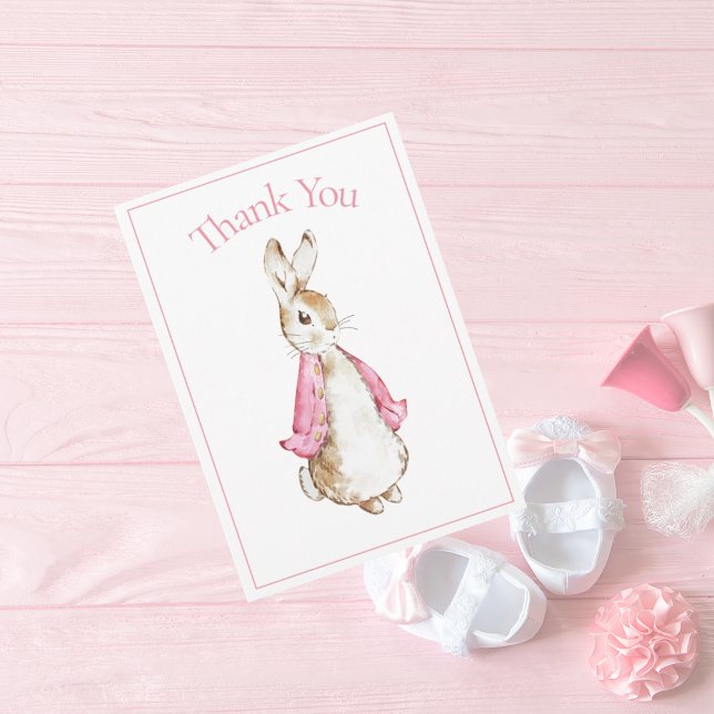 Pink Bunny Rabbit Baby Shower Thank You Card (Creator Uploaded)