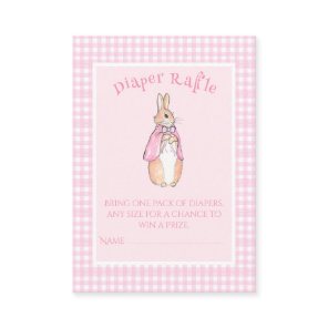 Pink Bunny Rabbit Diaper Raffle Baby Shower Enclosure Card