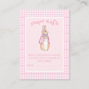 Pink Bunny Rabbit Diaper Raffle Baby Shower Enclosure Card