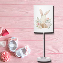 Pink Bunny Rabbit Floral Table Lamp