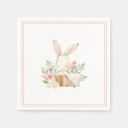 Pink Bunny Rabbit Girl Baby Shower Napkins