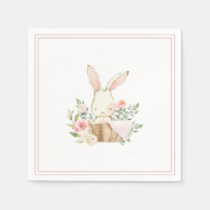 Pink Bunny Rabbit Girl Baby Shower Napkins