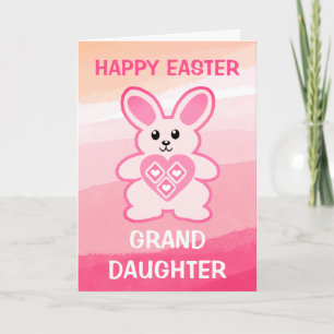 Pink Bunny Rabbit Granddaughter Photo Easter Card