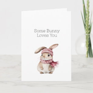 Pink Bunny Rabbit Love Card