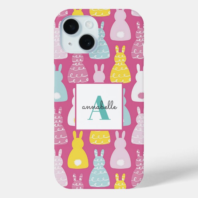 Pink Bunny Rabbit pattern Case-Mate iPhone Case (Back)