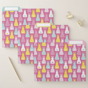 Pink Bunny Rabbit Pattern File Folder