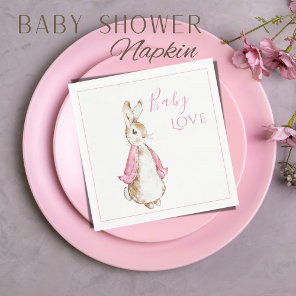 Pink Bunny Rabbit Pink Baby Shower Napkins