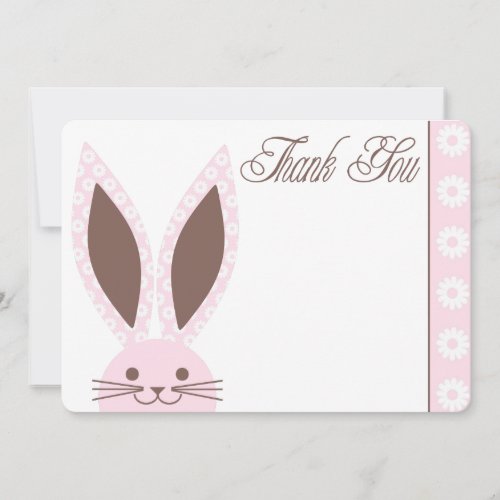 Pink Bunny Rabbit Thank you card