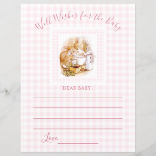 Pink Bunny Rabbit Well Wishes Baby Shower Game