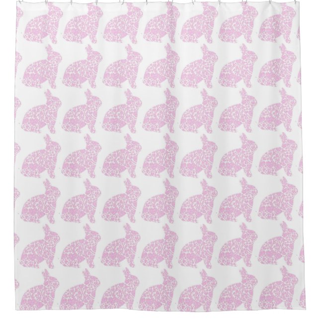 Pink Bunny Shower Curtain (Front)