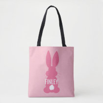 Pink Bunny Silhouette Easter Personalized Girls Tote Bag
