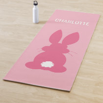 Pink Bunny Silhouette Personalized Cute Animal Yoga Mat