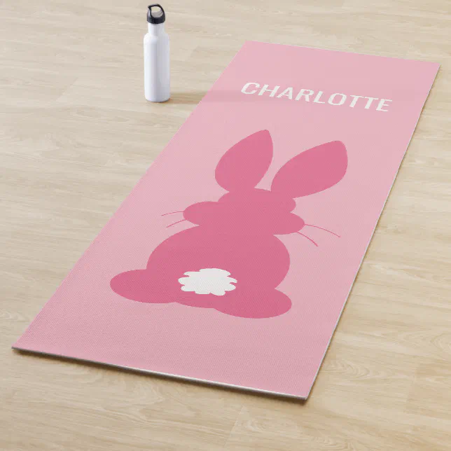 Pink Rabbit Mat Pink Bunny Silhouette Personalized Cute Animal Yoga Mat | Zazzle