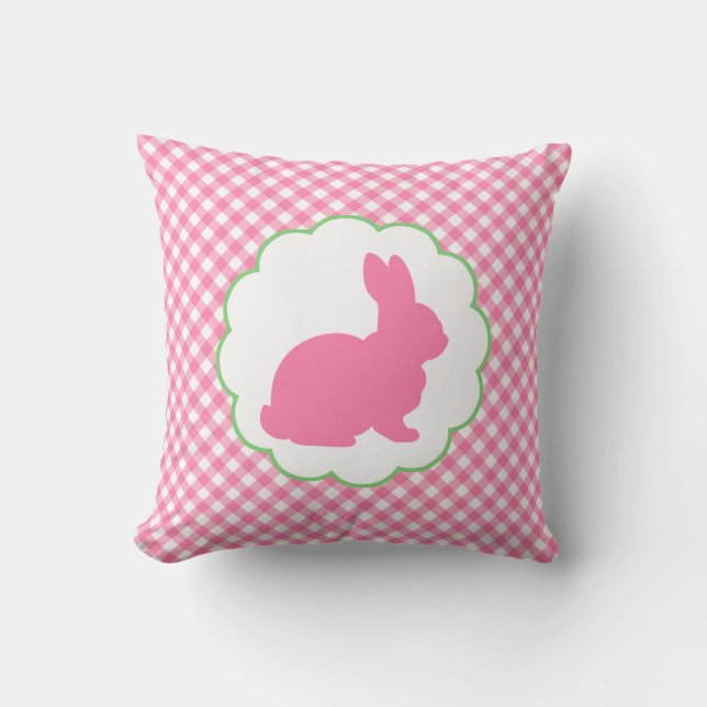 Pink Bunny Silhouette Throw Pillow (Front)