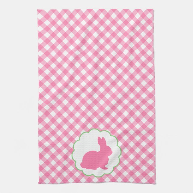 Pink Bunny Silhouette Towel (Vertical)