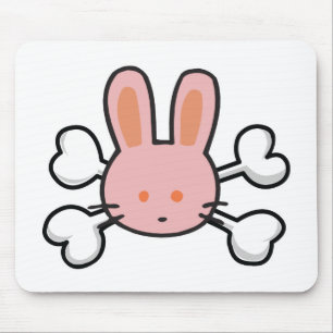 pink bunny Skull and Crossbones Mouse Pad