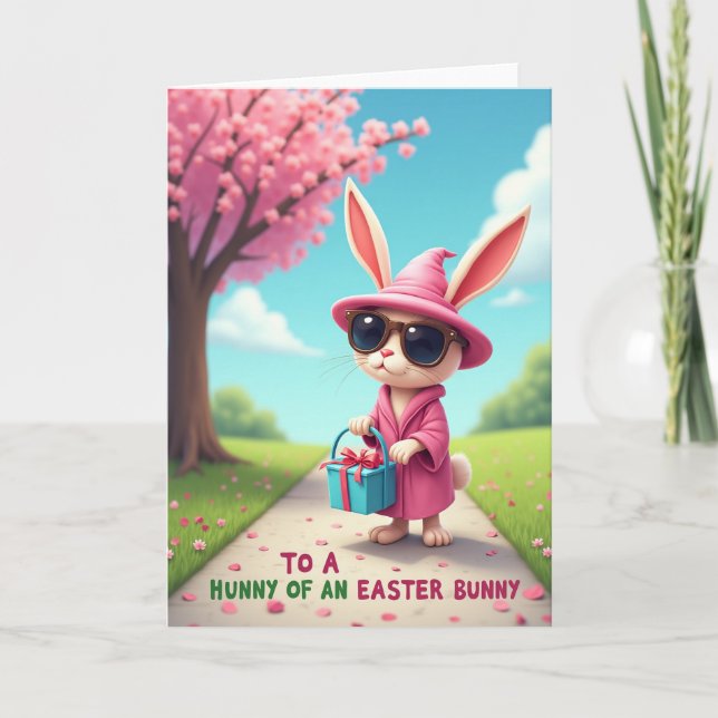 Pink Bunny Springtime Path Card (Front)