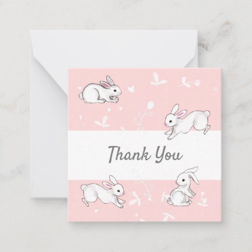 Pink Bunny Thank You Note Cards