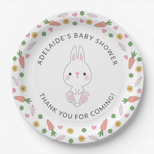 Pink Bunny Themed Girl Baby Shower Paper Plates