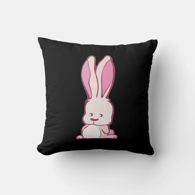 Pink Bunny Throw Pillow (Front)
