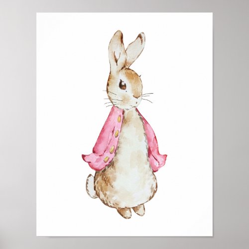 Pink Bunny Wall art  Watercolor Bunny  Nursery