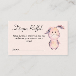 Pink Bunny Watercolor Baby Shower Diaper Raffle  Enclosure Card