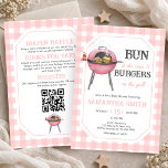 Pink Burger BBQ All In One Baby Shower Invitation