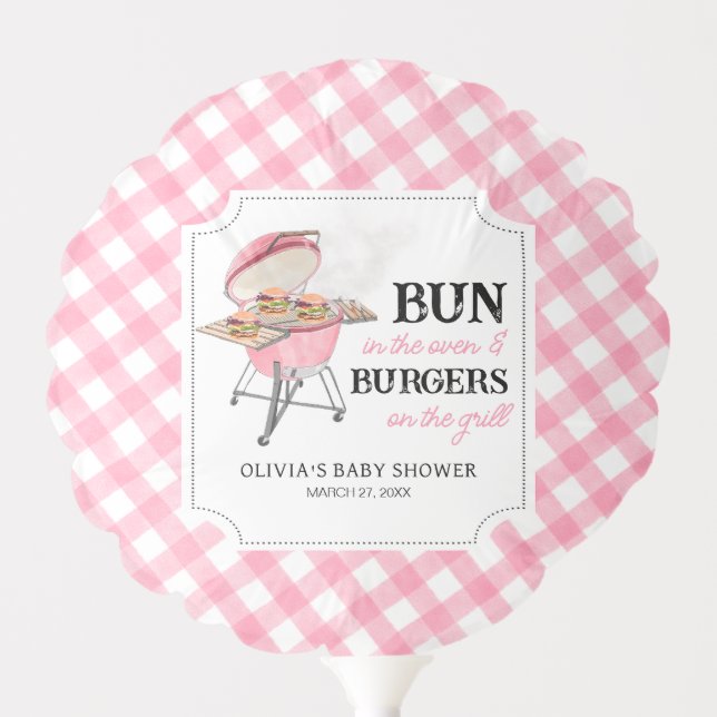 Pink Burger BBQ Baby Shower Balloon (Front)