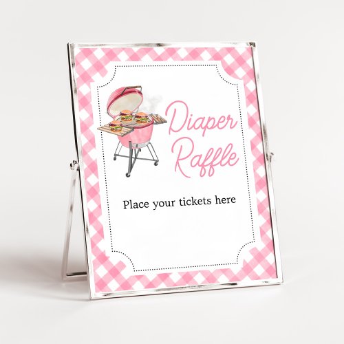 Pink Burger BBQ Baby Shower Diaper Raffle Poster