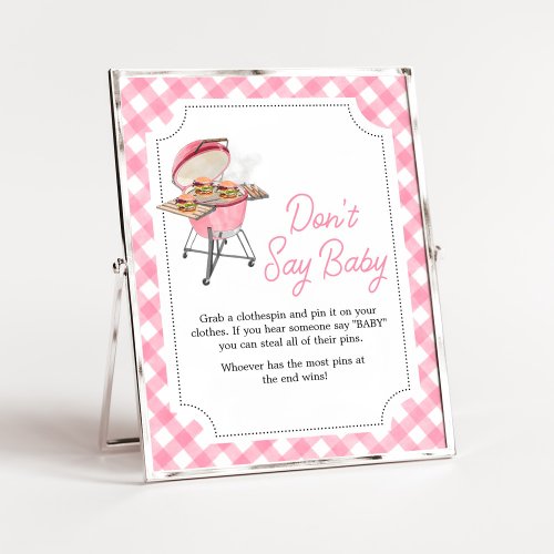 Pink Burger BBQ Baby Shower Dont Say Baby Poster