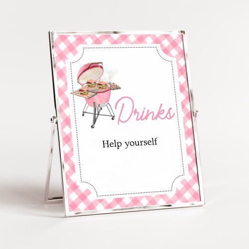 Pink Burger BBQ Baby Shower Drinks Poster