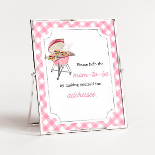 Pink Burger BBQ Baby Shower Envelope Station Poster