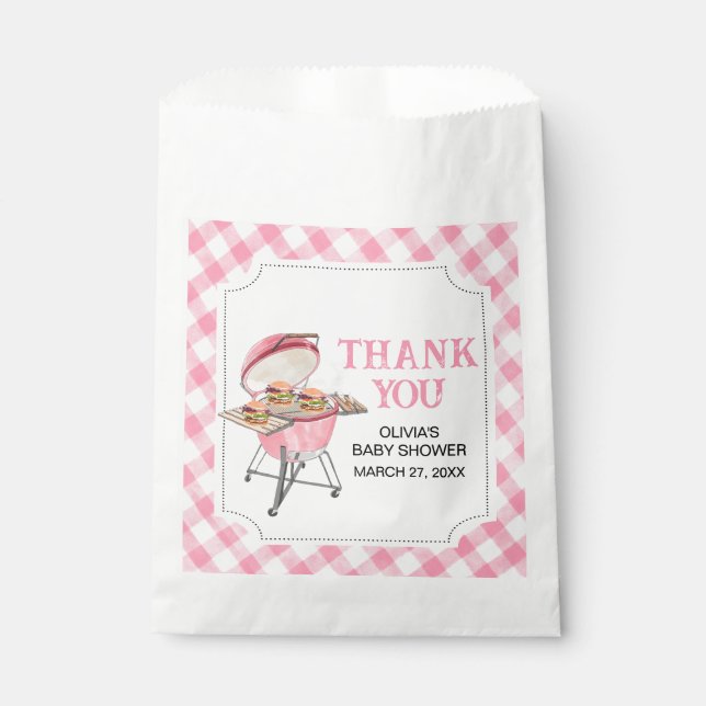 Pink Burger BBQ Baby Shower Favor Bag (Front)