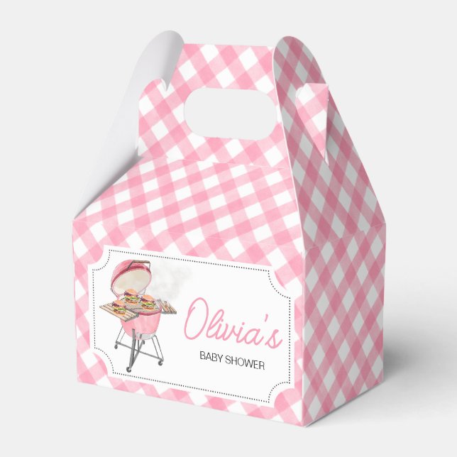 Pink Burger BBQ Baby Shower Favor Boxes (Front Side)
