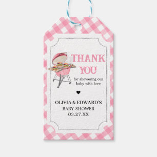 Pink Burger BBQ Baby Shower Favor Tags