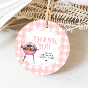 Pink Burger BBQ Baby Shower Favor Tags