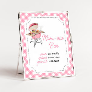 Pink Burger BBQ Baby Shower Mom Osa Bar Poster
