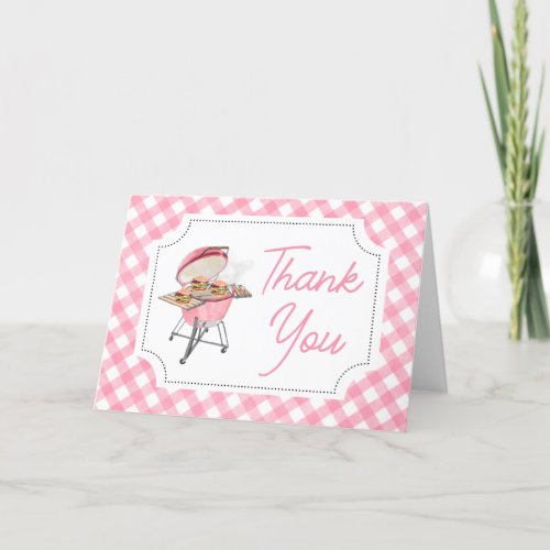 Pink Burger BBQ Baby Shower  Thank You Card