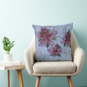 Pink Burgundy and blue Throw Pillow