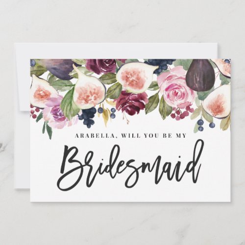 Pink burgundy and fig floral bridesmaid