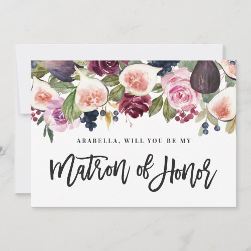 Pink burgundy and fig floral matron of honor