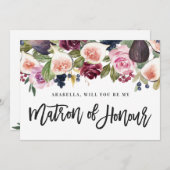 Pink, burgundy and fig floral matron of honour (Front/Back)