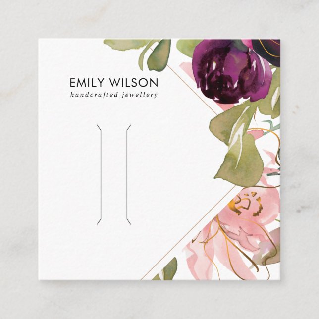 PINK BURGUNDY BLUSH FLORAL HAIR CLIP DISPLAY CARD (Front)