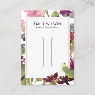 PINK BURGUNDY BLUSH FLORAL HAIR CLIP DISPLAY CARD